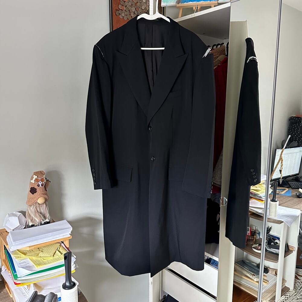 AW24 Yohji Yamamoto Pour Homme Black Wool Jacket Coat HO-J09-100 Men’s Size 2 M